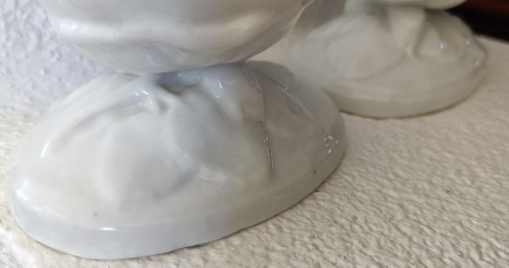 Par paliteiros rosa porcelana Vista Alegre azul 1870.1880