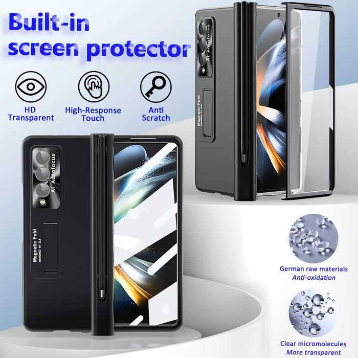 Etui do Samsung Galaxy Z Fold 4 z rysikiem stojakiem czarny