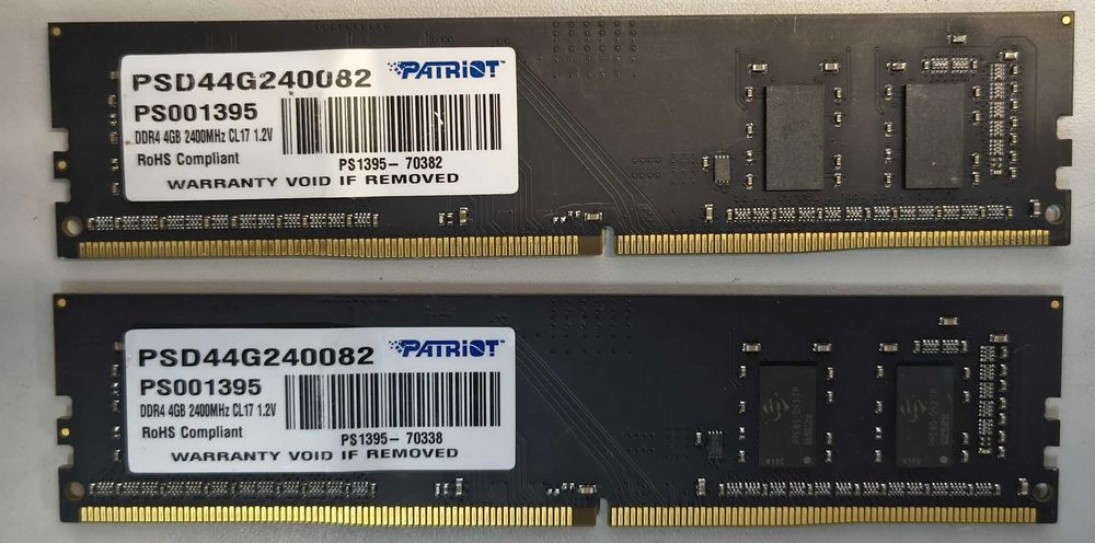 Zestaw Pamięci RAM DDR4 Patriot 8GB (2x4GB) 2400MHz CL17 1.2V PSD44G240082 Dual Channel Sprawne Kości do Komputera PC Okazja Tani RAM Szybka Wysyłka