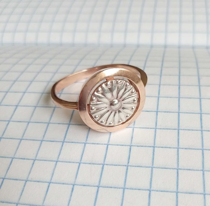 Кольцо перстень "Сонечко" Срібло 925. Позолота. Розмір 20. Вінтаж