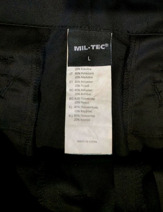 Męskie spodnie bojówki czarne MIL-TEC r.L