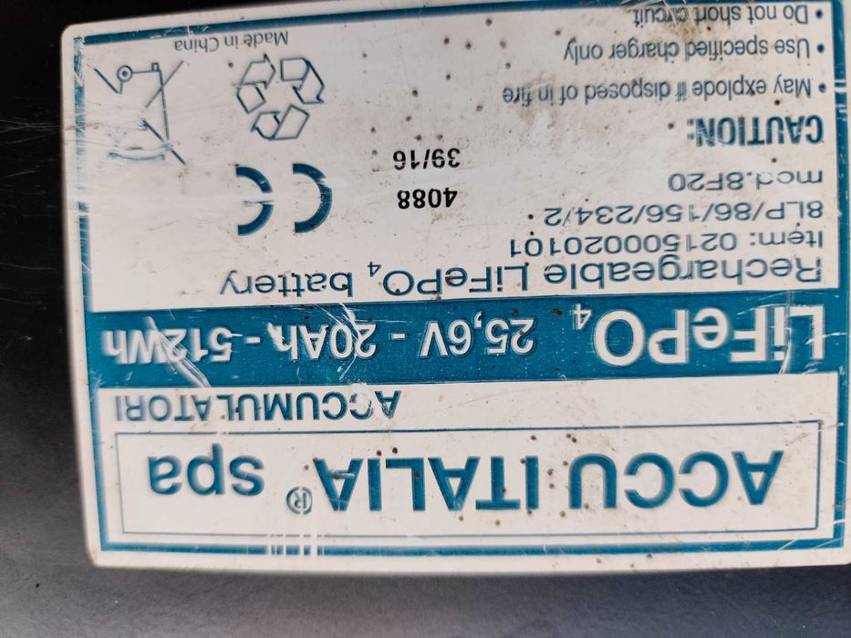 Bateria LiFePO4 25,6V 20Ah 512Wh do szorowarki WETROK