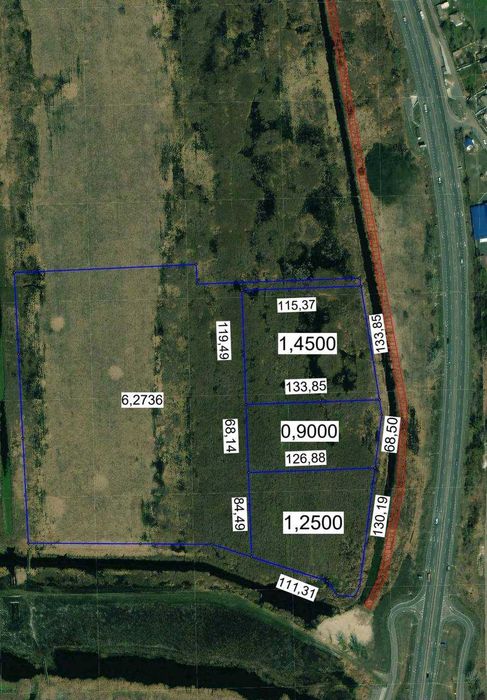 Фасад  Обухівської траси, 145 соток 90 та 125 соток  Таценки, Нові Безрадичі