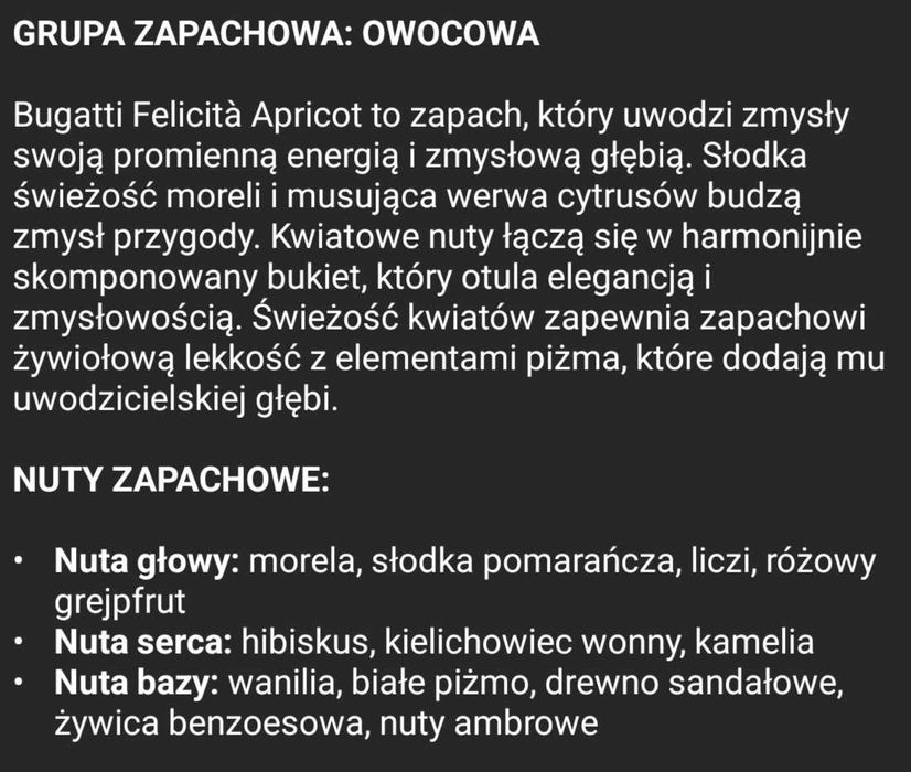 Woda perfumowana damska Bugatti Apricot