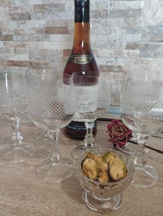 Винтаж СССР фужер бокал на ножке полированный хрусталь 190 мл, рисунок