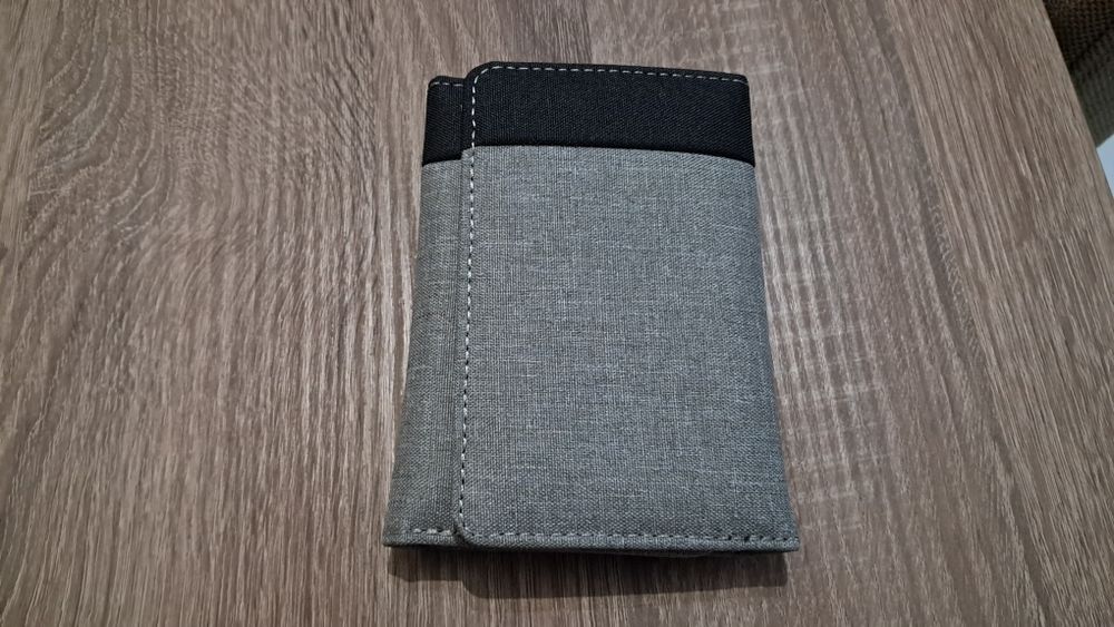 Carteira de lona masculina cinza, com 8 compartimentos, para  cartões