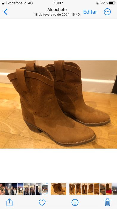Botas de camurça, cor camel da marca Tapadas