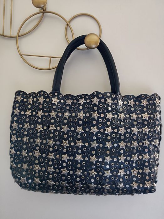 Mala vintage couro estilo punk rock