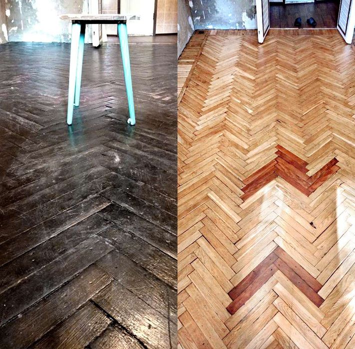 Циклевание паркетных полов. Циклевка, шлифовка крашенного паркета.