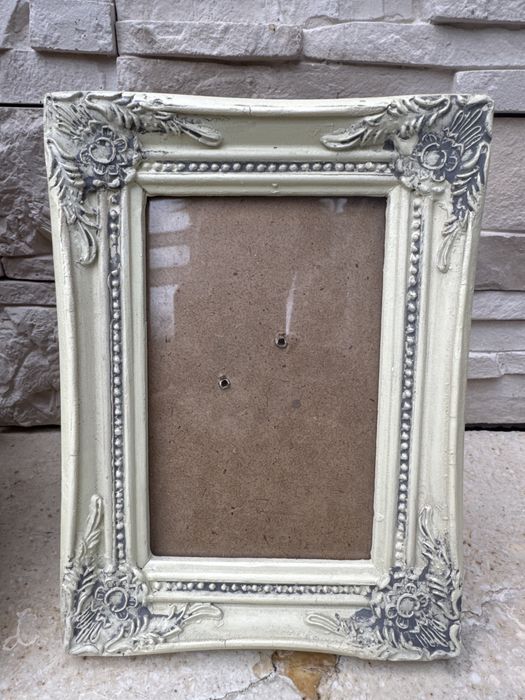 Dwie ramki drewniane Vintage ramka dtewniana rzeźbiona za szklem