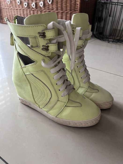 Damskie botki limonkowe