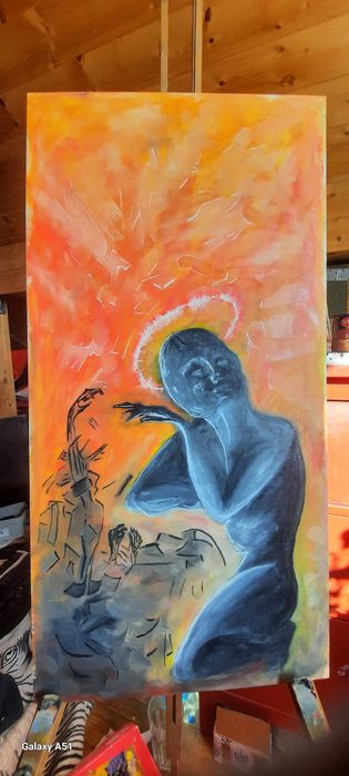 Obraz olejny 30x60 cm – postać