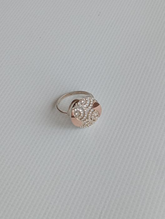 Срібна каблучка з золотими пластинами