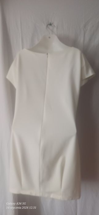 Sukienka damska biała M klasyczna bawełna 80 cm