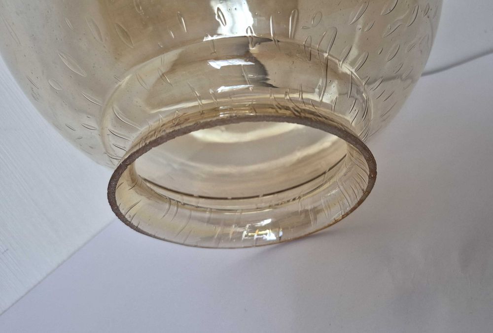 duży klosz kula miodowy vintage szkło bąbelki powietrza