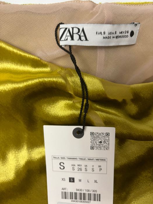Zara ZW COLLECTION aksamitna sukienka Średniej długość ZŁOTY kolor S