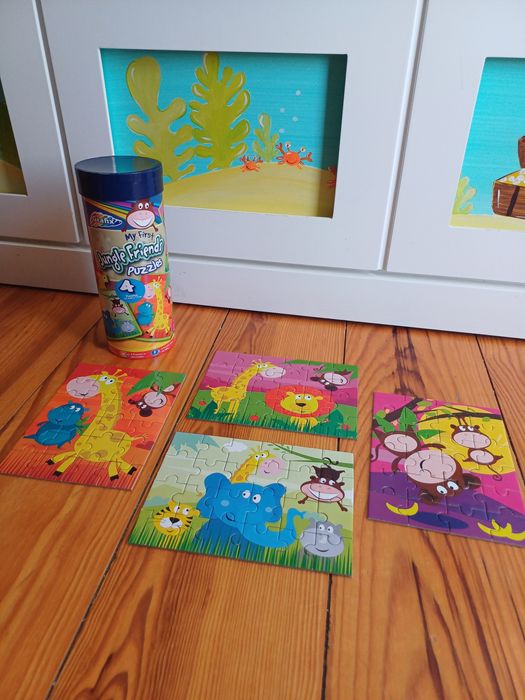 4 Puzzles coloridos 24 peças de animais