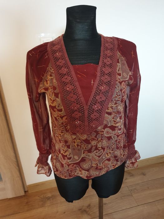 bluzka z haftem boho zwiewna S