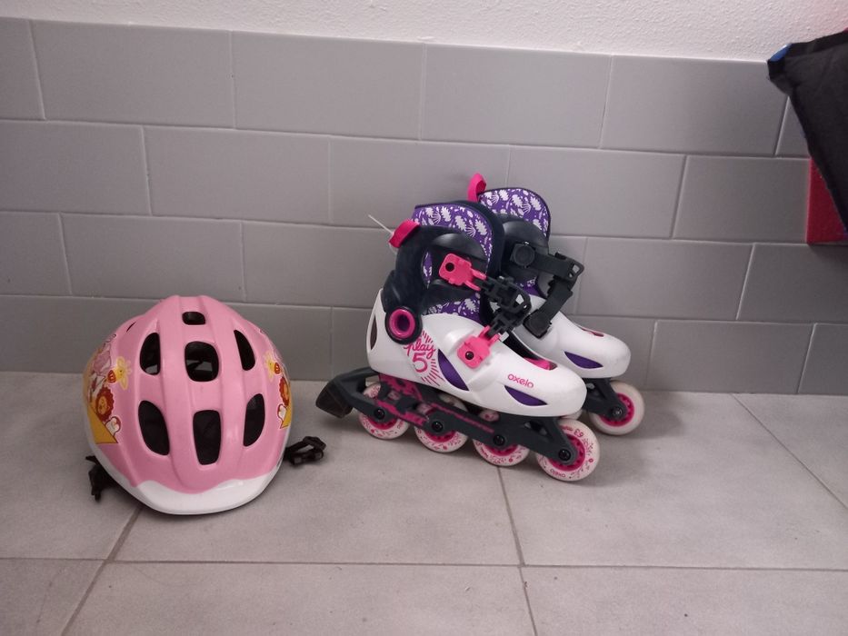 Patins em linha de criança (menina) vendo ou troco por patins menino