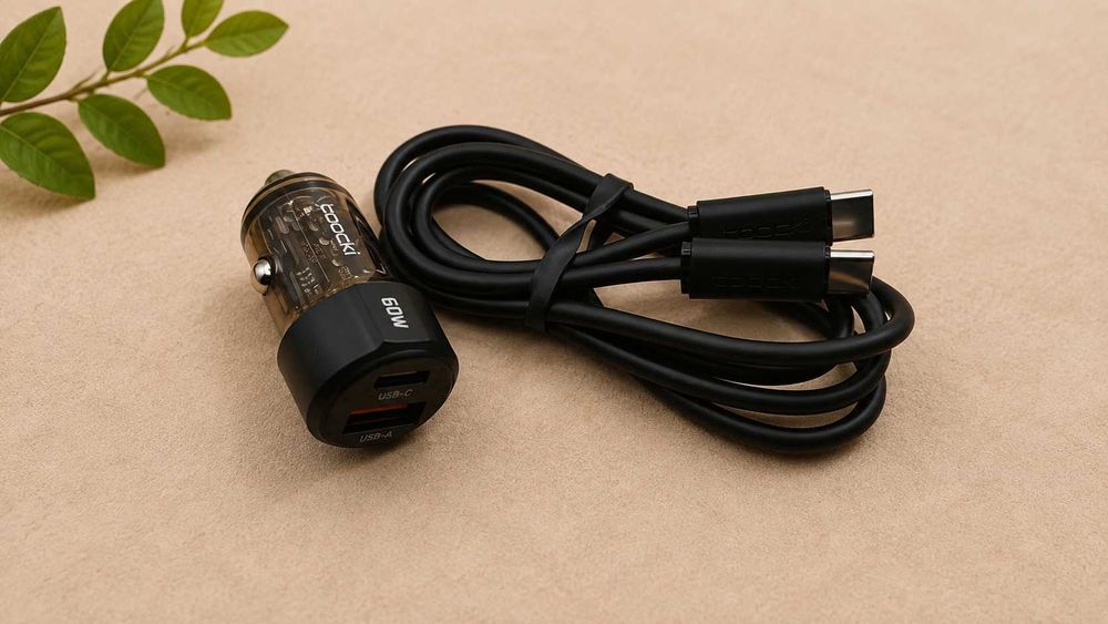 Toocki 60W Ładowarka Samochodowa + Kabel USB-C 1m | Zestaw