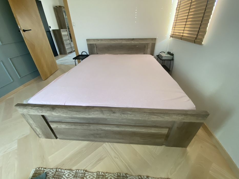 Łóżko 160/200 Kaspian w kolorze dąb sonoma + dwie wysuwane szuflady