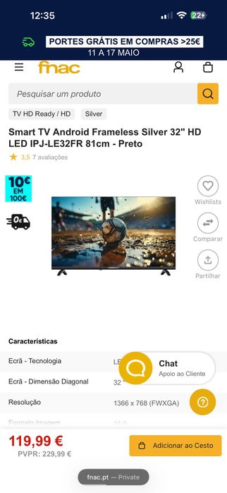 Tv Silver 32 polegadas Smart android
