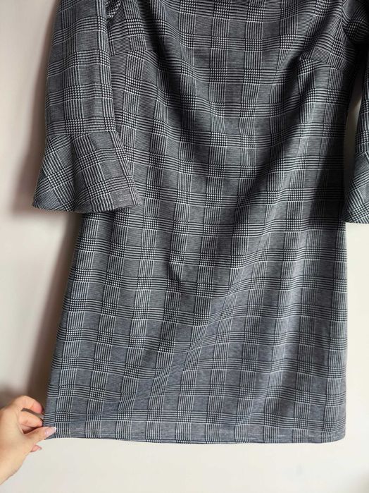 Elegancka, szara sukienka w kratę marki Primark 42/XL