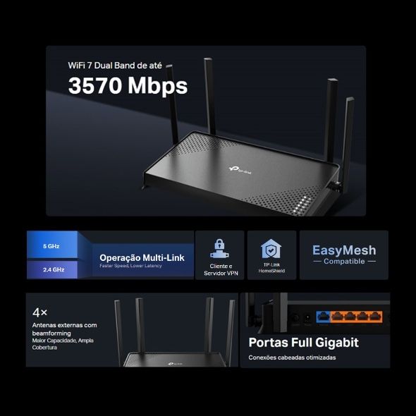 TP-Link Archer BE220 Router WiFi 7 BE3600