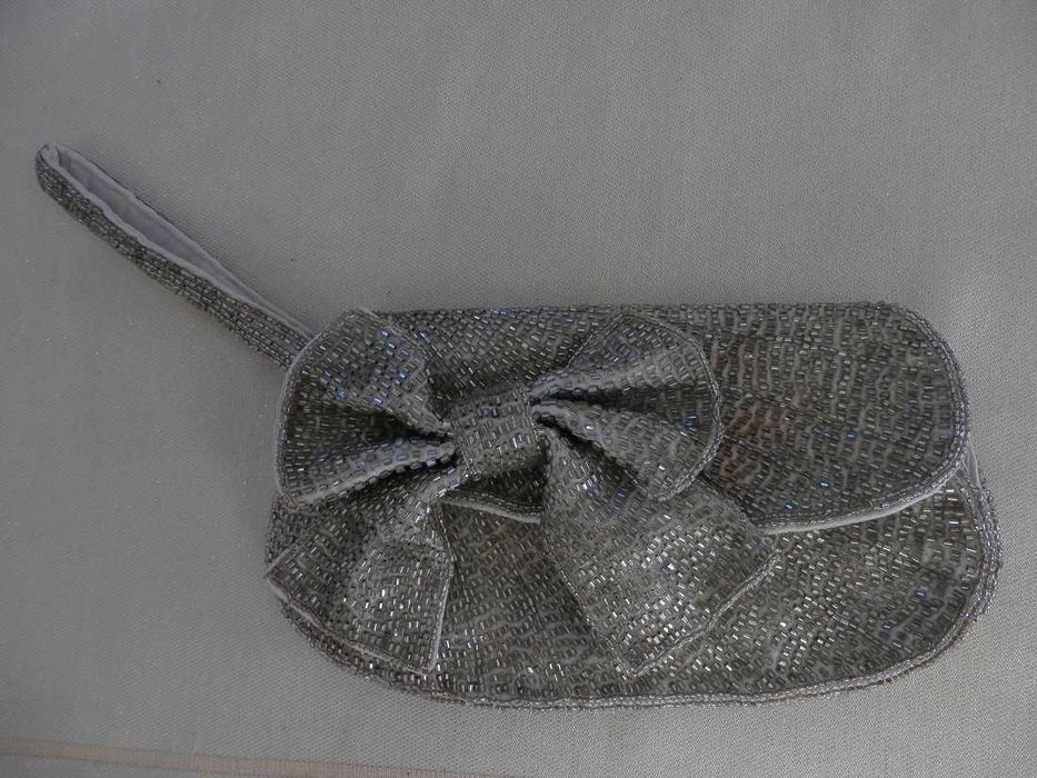 Torebka Wieczorowa z Koralików styl Art Deco Kolor Starego Srebra Next