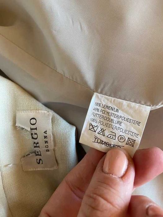 L xl sergio donna lekka kurtka krem ecru len linien kolnierzyk