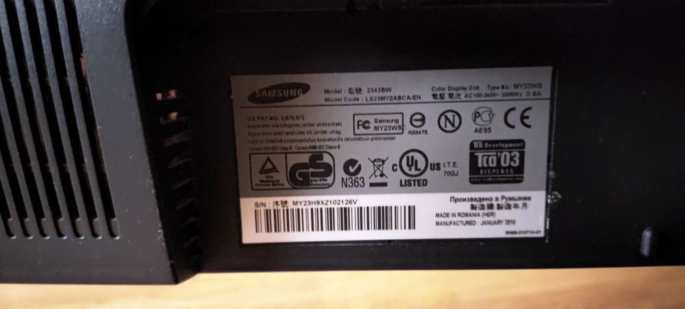 Монiтор SAMSUNG 2343BW