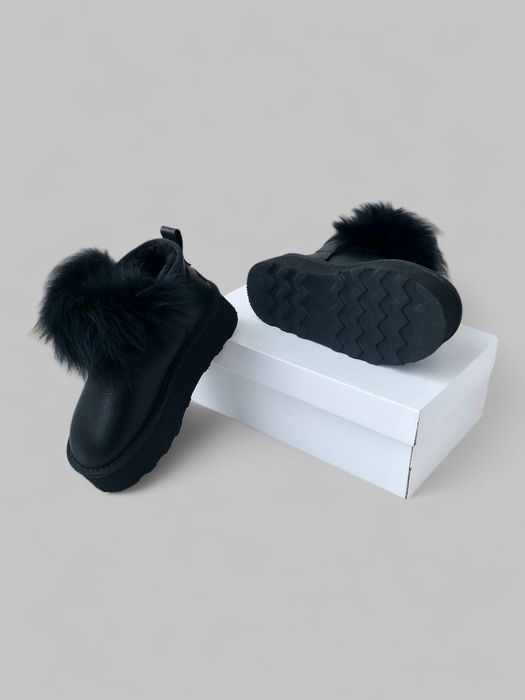 РОЗПРОДАЖ! Жіночі зимові шкіряні черевики - уггі з хутром на платформі