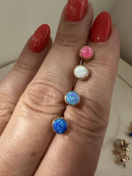 Акція! Сережки - гвіздочок з опалом 1.08г золото 585 проба