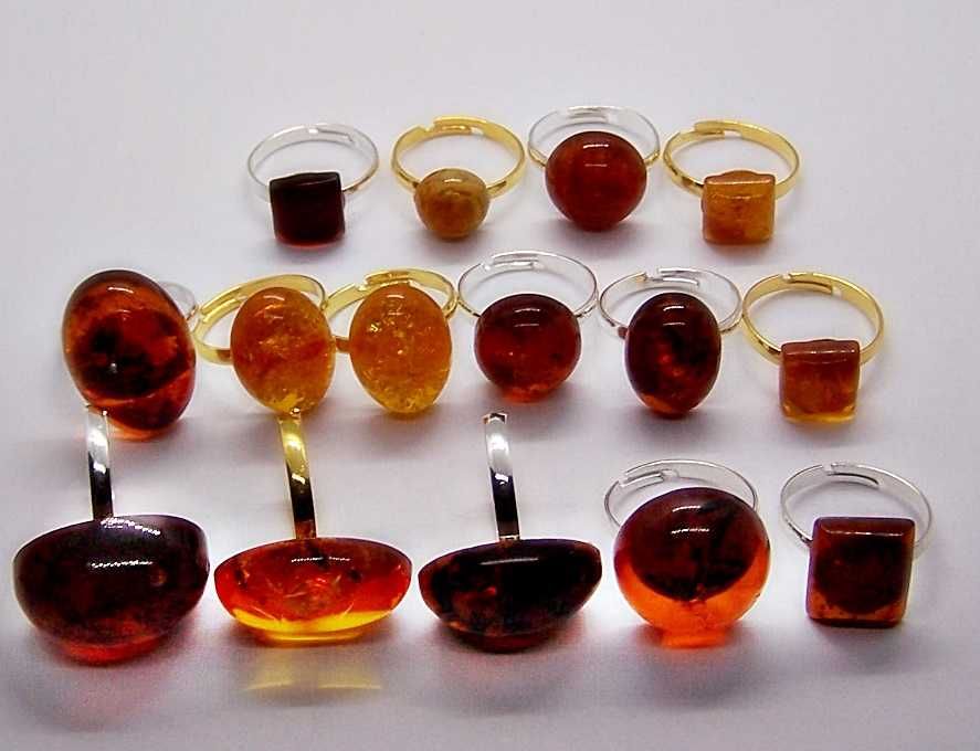 Sprzedam bursztyn pierścionki 15 sztuk