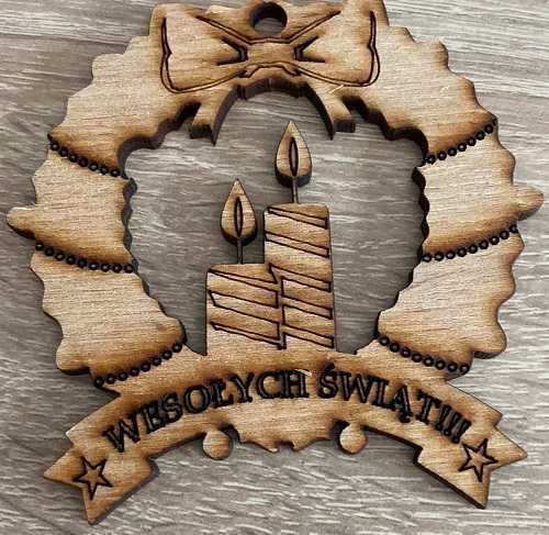 Świąteczny drewno wieniec drzwi dekoracja ozdoba witryna sklepu 30x30