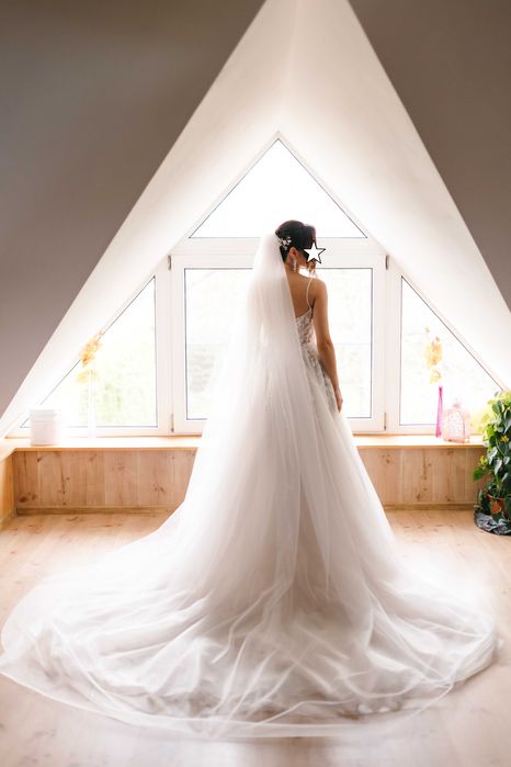 Elegancka suknia ślubna Stella York 7550 Ivory | rozmiar 8 + biżuteria