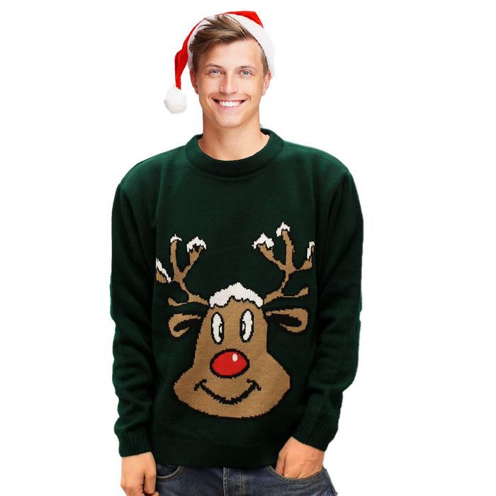 Sweter Świąteczny Renifer Zielony, rozmiar XL