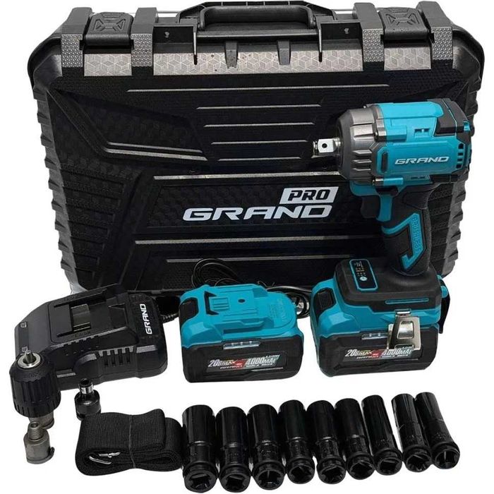 Гайковерт акумуляторний Grand АГ-700BL HS 700Нм 4 режими набір головок