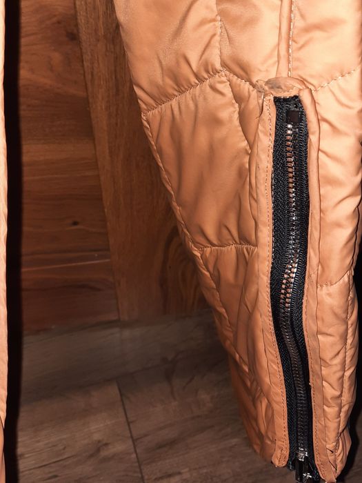 Kurtka płaszcz damski s dwustronny czarny karmel pikowany