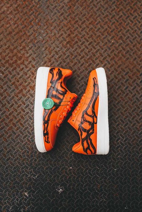 Мужские кроссовки Nike Air Force 1 Skeleton Orange. 40-45