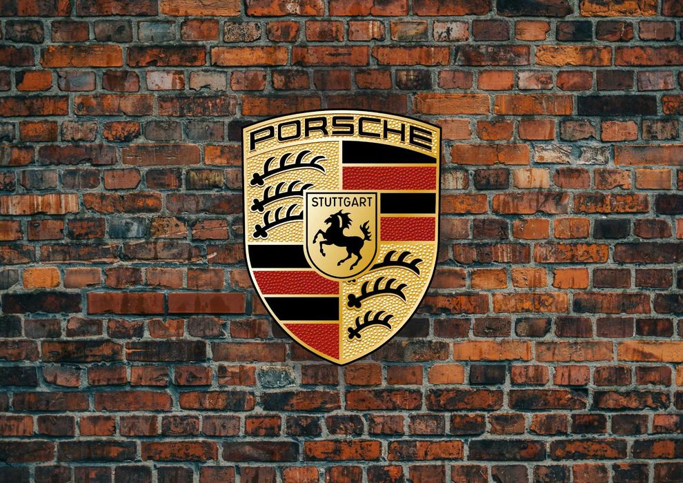 Podświetlane logo PORSCHE, Reklama świetlna, Plafon, Szyld, Prezent
