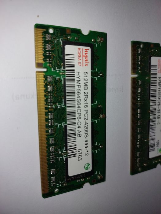 PAMIĘĆ RAM do laptopa Kości pamięci RAM PC2 HYNIX 1GB 512MB 2szt=10zł