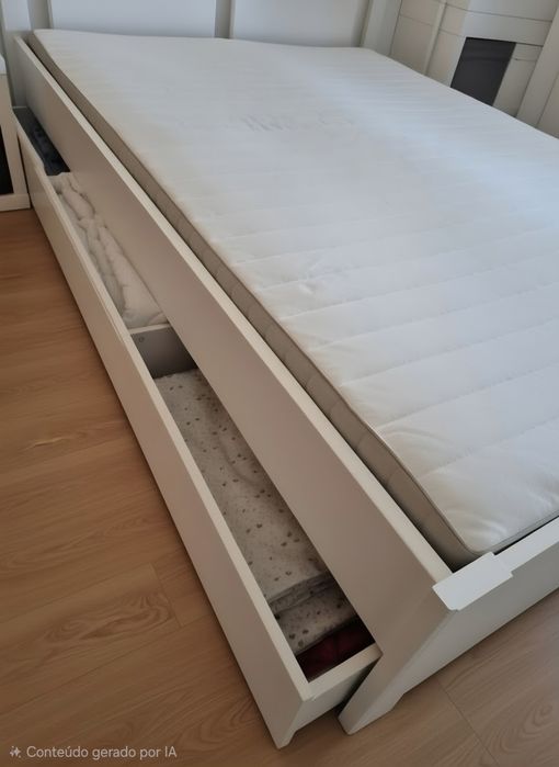 Cama Casal Modelo Songesand - 160x200 - com gavetões e colchão