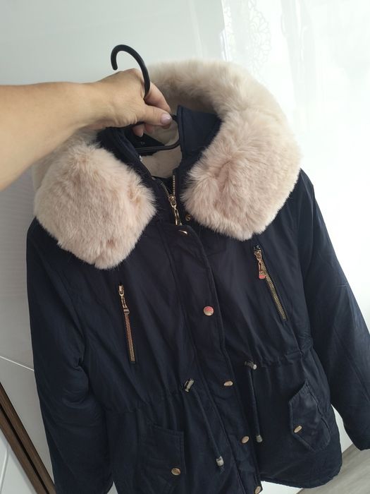 kurtka parka r 158 kaptur kożuszek płaszcz stan BDB