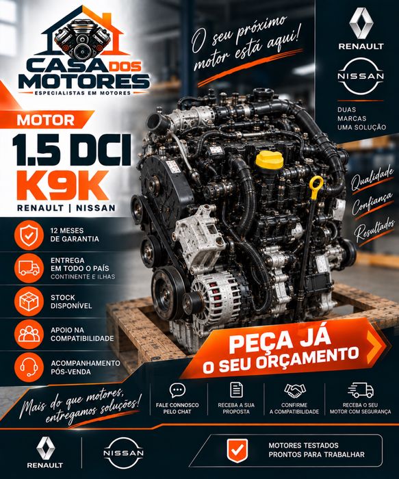 Motor 1.5 DCI K9K Renault Nissan 12 Meses Garantia