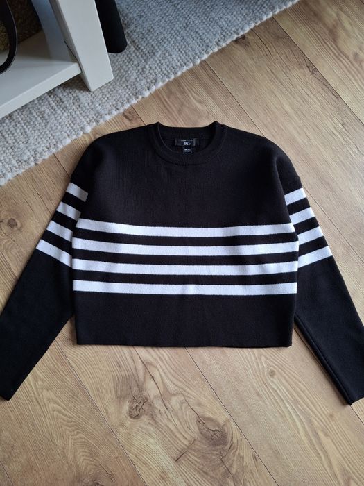 146cm 152cm, New Look dziewczęcy sweter z wiskozy, czarno biały swetr