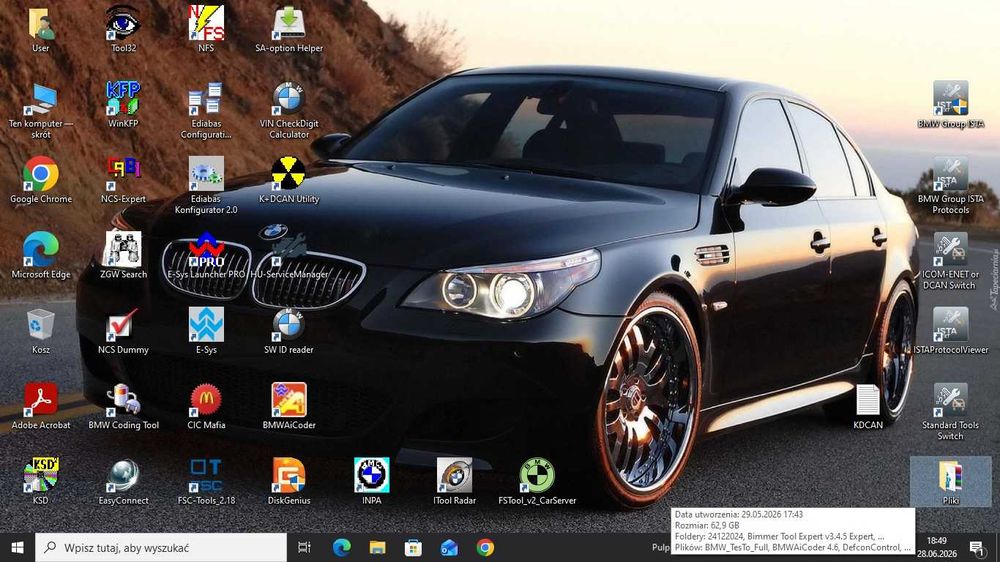 Laptop diagnostyczny ista+  inpa  Bmw