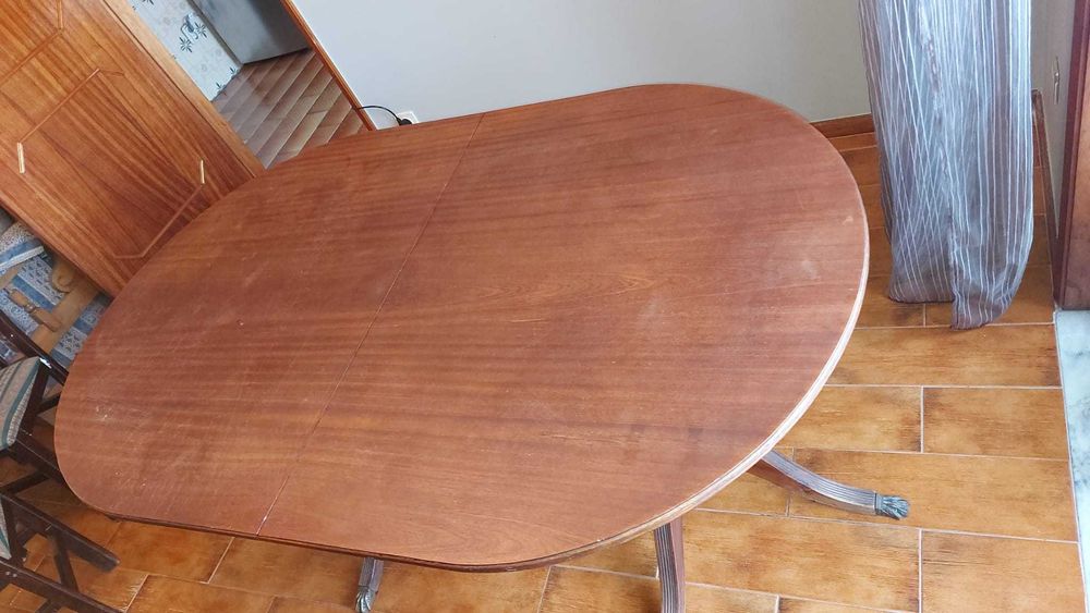 Mesa Oval Sala Jantar (Madeira, estilo Inglês) 160/200x100x74 cm