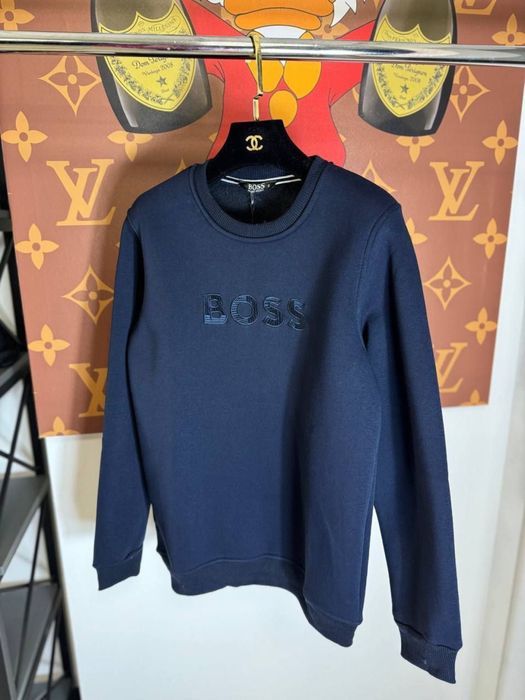 РАСПРОДАЖА -50% Мужской свитшот Hugo Boss темно-синий флис кофта s/m/l