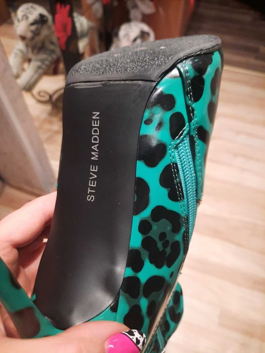 Kozaki  muszkieterki  Steve Madden  panterka  zielona skóra  eko  38